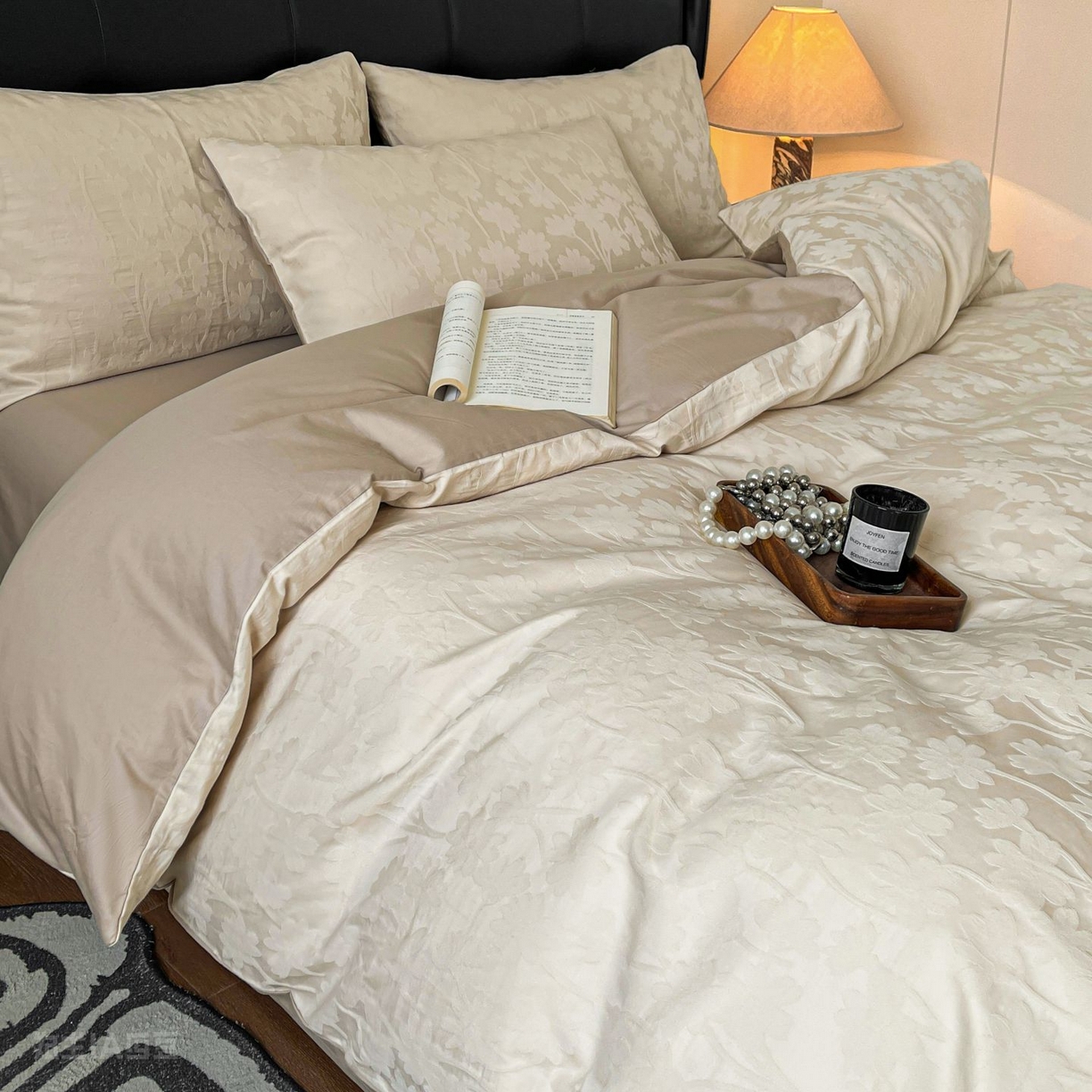 91家纺网 家纺一手货源 找家纺 乐家毛巾被（工厂自产自销） 2026春夏新款全棉60S长绒棉立体厚织提花四件套 印夏