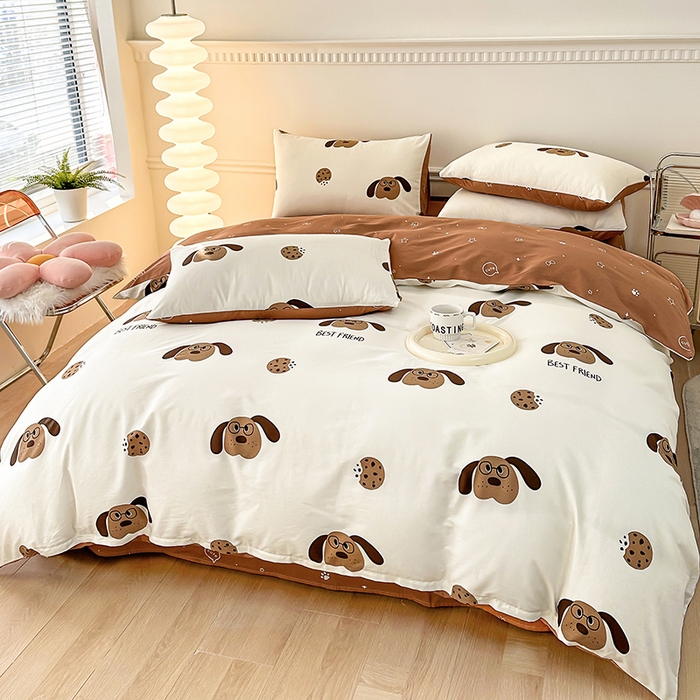 91家纺网 家纺一手货源 找家纺 （总）宇彬家纺 2026直播新款13372A类全棉纯棉印花床单床笠款四件套和单被套喷气清新简约