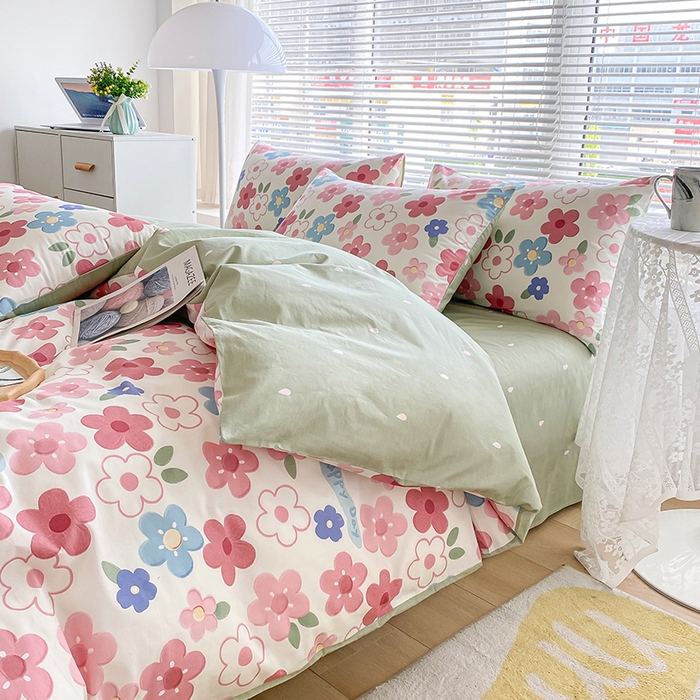 91家纺网 家纺一手货源 找家纺 （总）宇彬家纺 2026直播新款13372A类全棉纯棉印花床单床笠款四件套和单被套喷气清新简约