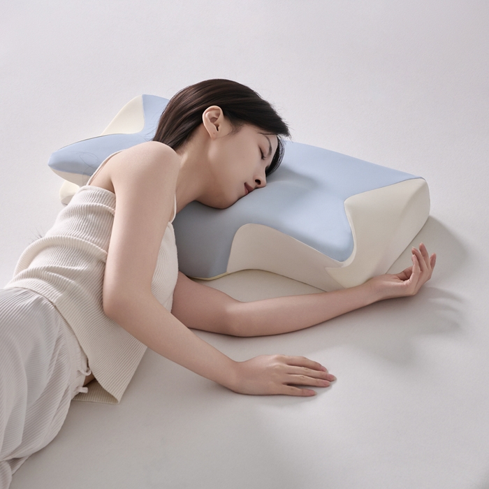 91家纺网 家纺一手货源 找家纺 锦鲤枕芯 2026新款护颈4D人体工学枕头枕芯 天空蓝