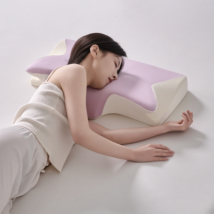 91家纺网 家纺一手货源 找家纺 锦鲤枕芯 2026新款护颈4D人体工学枕头枕芯 粉紫色