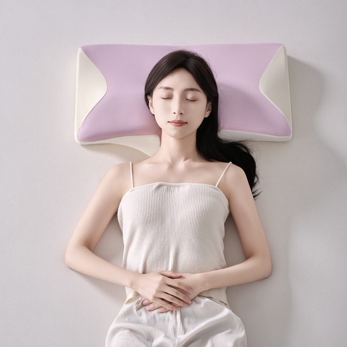 91家纺网 家纺一手货源 找家纺 锦鲤枕芯 2026新款护颈4D人体工学枕头枕芯 粉紫色