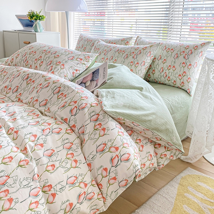 91家纺网 家纺一手货源 找家纺 （总）宇彬家纺 2026直播新款13372A类全棉纯棉印花床单床笠款四件套和单被套喷气清新简约