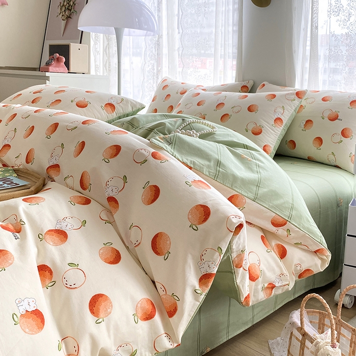 91家纺网 家纺一手货源 找家纺 （总）宇彬家纺 2026直播新款13372A类全棉纯棉印花床单床笠款四件套和单被套喷气清新简约