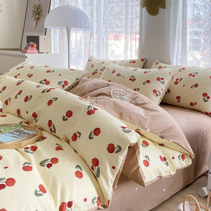 91家纺网 家纺一手货源 找家纺 （总）宇彬家纺 2026直播新款13372A类全棉纯棉印花床单床笠款四件套和单被套喷气清新简约