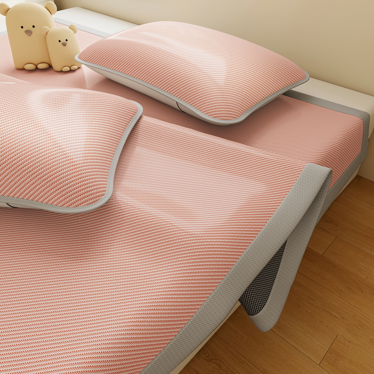 91家纺网 家纺一手货源 找家纺 （总）家品罗兰 2026新款夏季A类艾草碳光凉席三明治冰丝凉席家用冰丝席可机洗空调软席三件套-大床