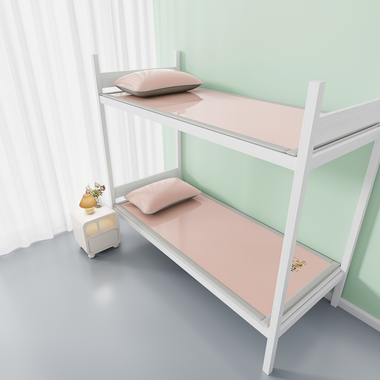 91家纺网 家纺一手货源 找家纺 （总）家品罗兰 2026新款夏季A类艾草碳光凉席三明治冰丝凉席家用冰丝席可机洗学生宿舍上下铺空调软席三件套-学生床