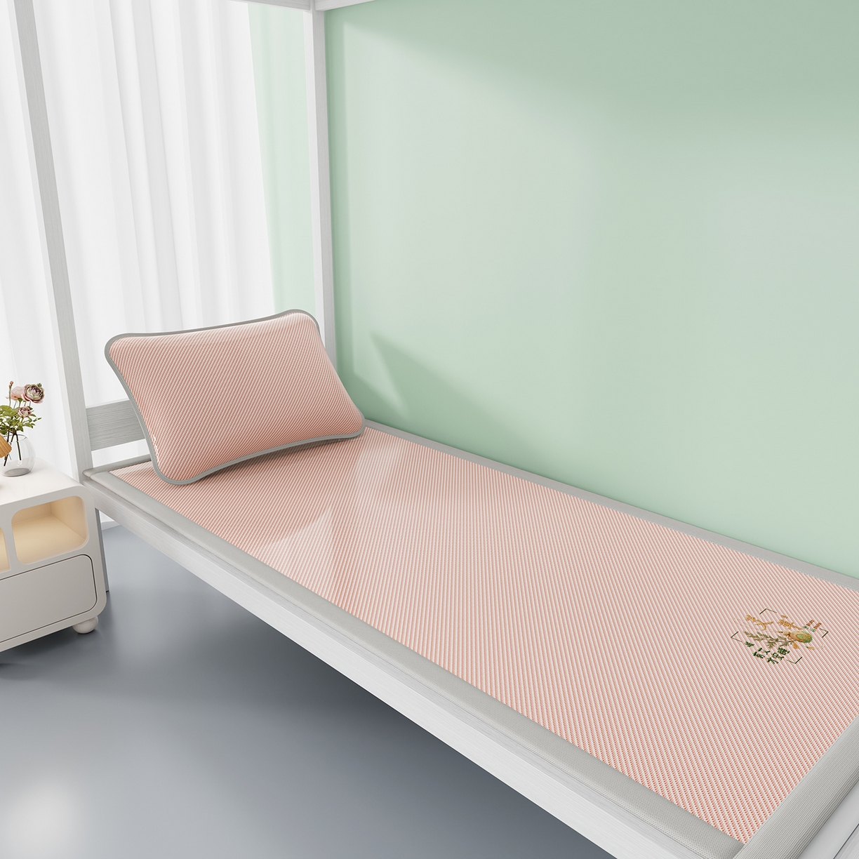 91家纺网 家纺一手货源 找家纺 （总）家品罗兰 2026新款夏季A类艾草碳光凉席三明治冰丝凉席家用冰丝席可机洗学生宿舍上下铺空调软席三件套-学生床