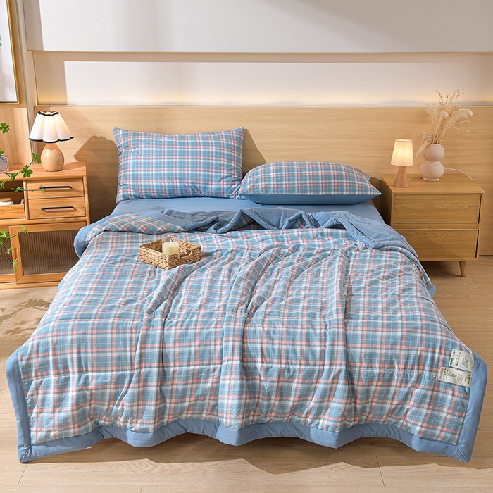 91家纺网 家纺一手货源 找家纺 （总）绒宴家纺 2026新款水洗棉新疆棉花夏被格子款夏凉被空调被