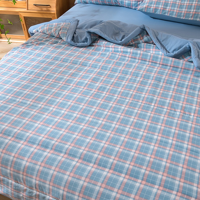 91家纺网 家纺一手货源 找家纺 （总）绒宴家纺 2026新款水洗棉新疆棉花夏被格子款夏凉被空调被