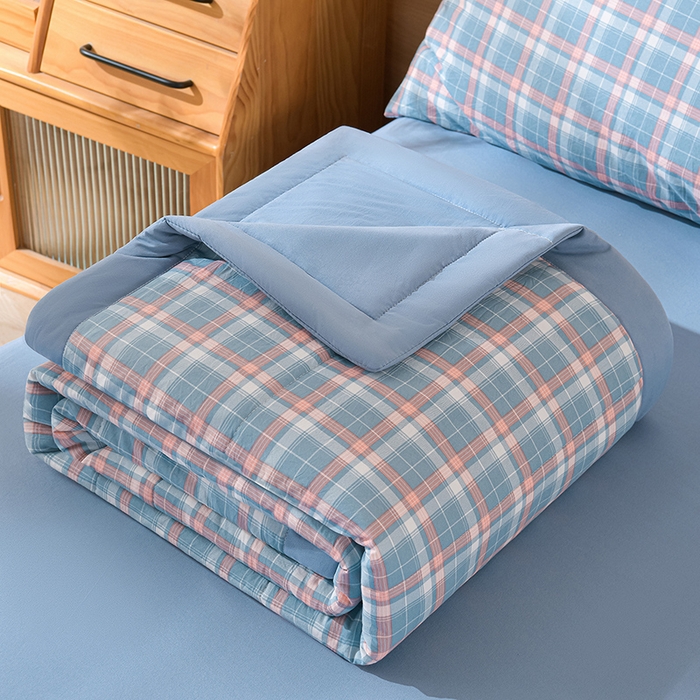 91家纺网 家纺一手货源 找家纺 （总）绒宴家纺 2026新款水洗棉新疆棉花夏被格子款夏凉被空调被