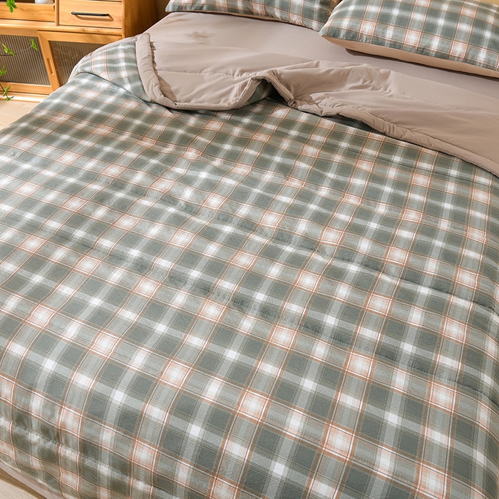 91家纺网 家纺一手货源 找家纺 绒宴家纺 2026新款水洗棉新疆棉花夏被格子款夏凉被空调被 暖阳格