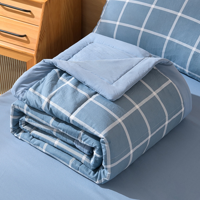 91家纺网 家纺一手货源 找家纺 绒宴家纺 2026新款水洗棉新疆棉花夏被格子款夏凉被空调被 布丁大格