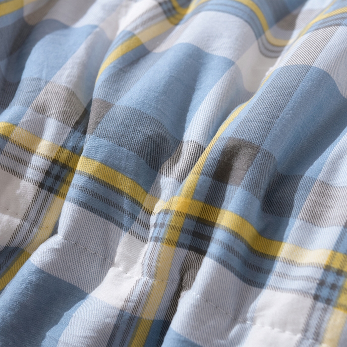 91家纺网 家纺一手货源 找家纺 绒宴家纺 2026新款水洗棉新疆棉花夏被格子款夏凉被空调被 简兮-蓝