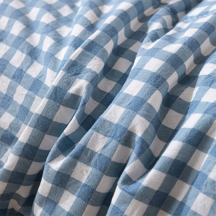 91家纺网 家纺一手货源 找家纺 绒宴家纺 2026新款水洗棉新疆棉花夏被格子款夏凉被空调被 蓝小格