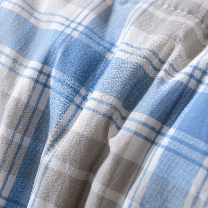 91家纺网 家纺一手货源 找家纺 绒宴家纺 2026新款水洗棉新疆棉花夏被格子款夏凉被空调被 遇见-蓝