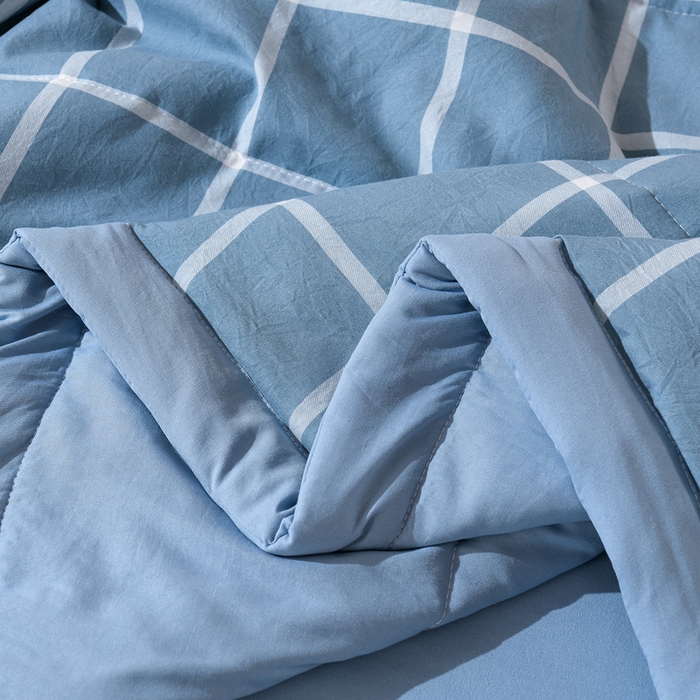 91家纺网 家纺一手货源 找家纺 绒宴家纺 2026新款水洗棉新疆棉花夏被格子款夏凉被空调被 布丁大格