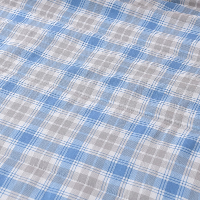 91家纺网 家纺一手货源 找家纺 绒宴家纺 2026新款水洗棉新疆棉花夏被格子款夏凉被空调被 遇见-蓝