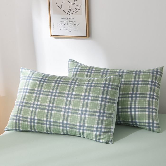 91家纺网 家纺一手货源 找家纺 绒宴家纺 2026新款水洗棉新疆棉花夏被格子款夏凉被空调被 冰川-绿