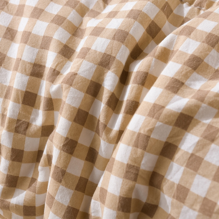 91家纺网 家纺一手货源 找家纺 绒宴家纺 2026新款水洗棉新疆棉花夏被格子款夏凉被空调被 浅米小格