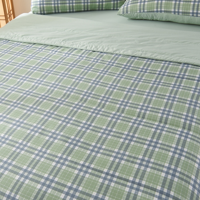 91家纺网 家纺一手货源 找家纺 绒宴家纺 2026新款水洗棉新疆棉花夏被格子款夏凉被空调被 冰川-绿