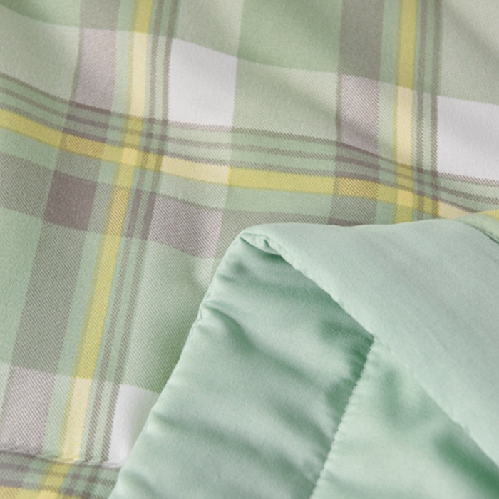 91家纺网 家纺一手货源 找家纺 绒宴家纺 2026新款水洗棉新疆棉花夏被格子款夏凉被空调被 简兮-绿