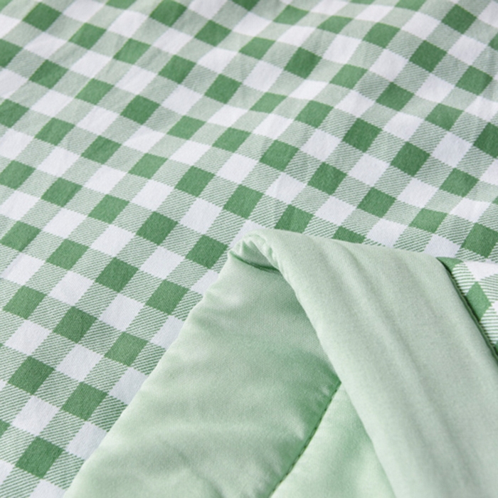 91家纺网 家纺一手货源 找家纺 绒宴家纺 2026新款水洗棉新疆棉花夏被格子款夏凉被空调被 绿小格