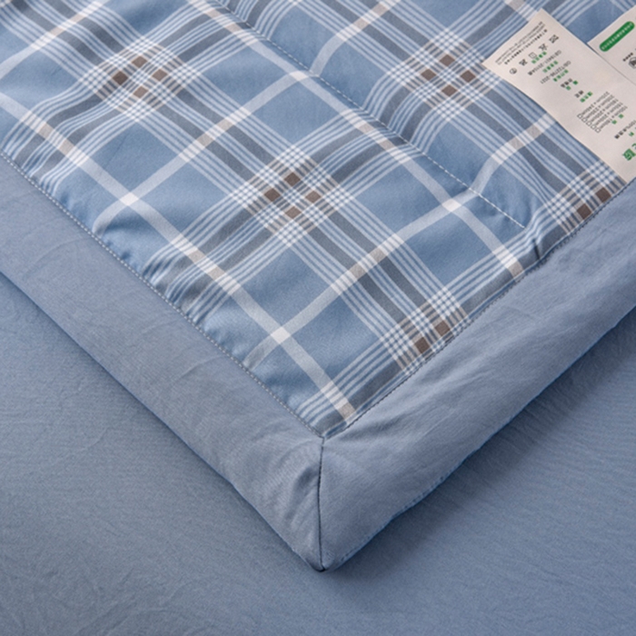 91家纺网 家纺一手货源 找家纺 绒宴家纺 2026新款水洗棉新疆棉花夏被格子款夏凉被空调被 乔南-蓝