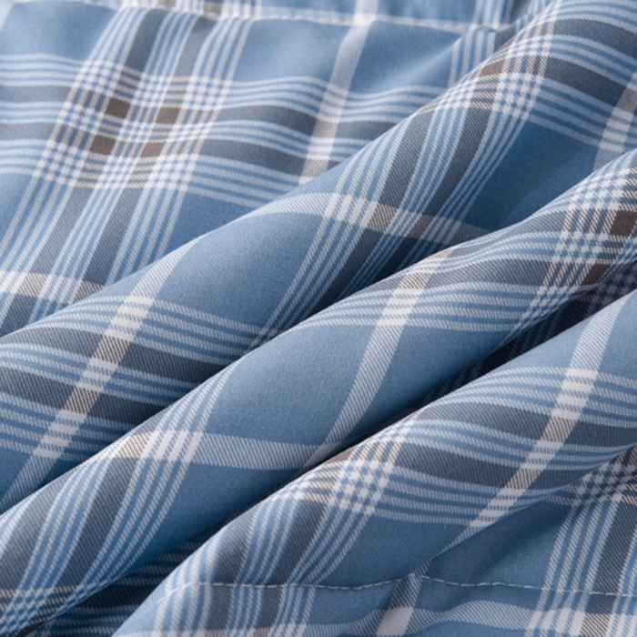 91家纺网 家纺一手货源 找家纺 绒宴家纺 2026新款水洗棉新疆棉花夏被格子款夏凉被空调被 乔南-蓝