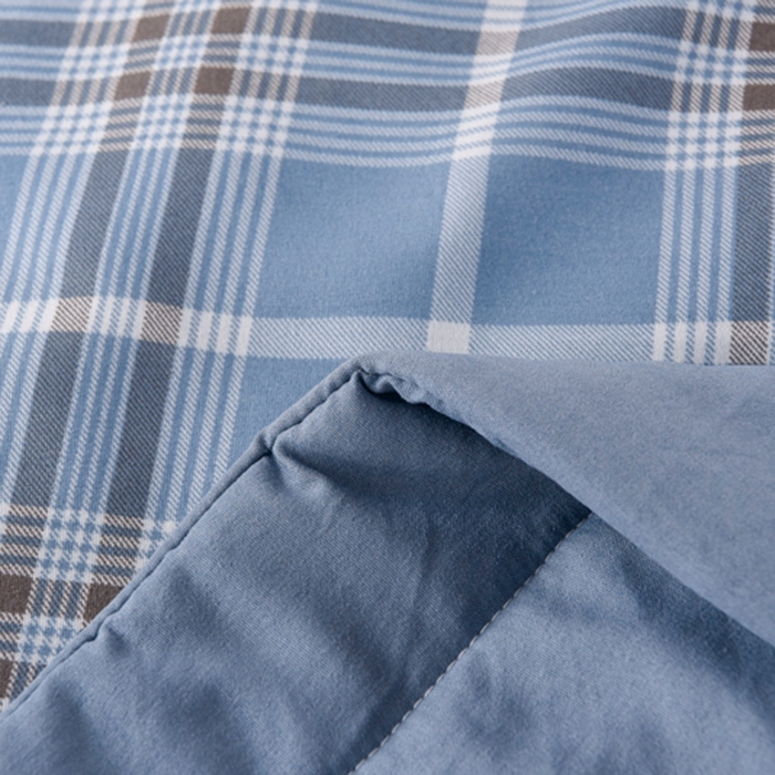 91家纺网 家纺一手货源 找家纺 绒宴家纺 2026新款水洗棉新疆棉花夏被格子款夏凉被空调被 乔南-蓝