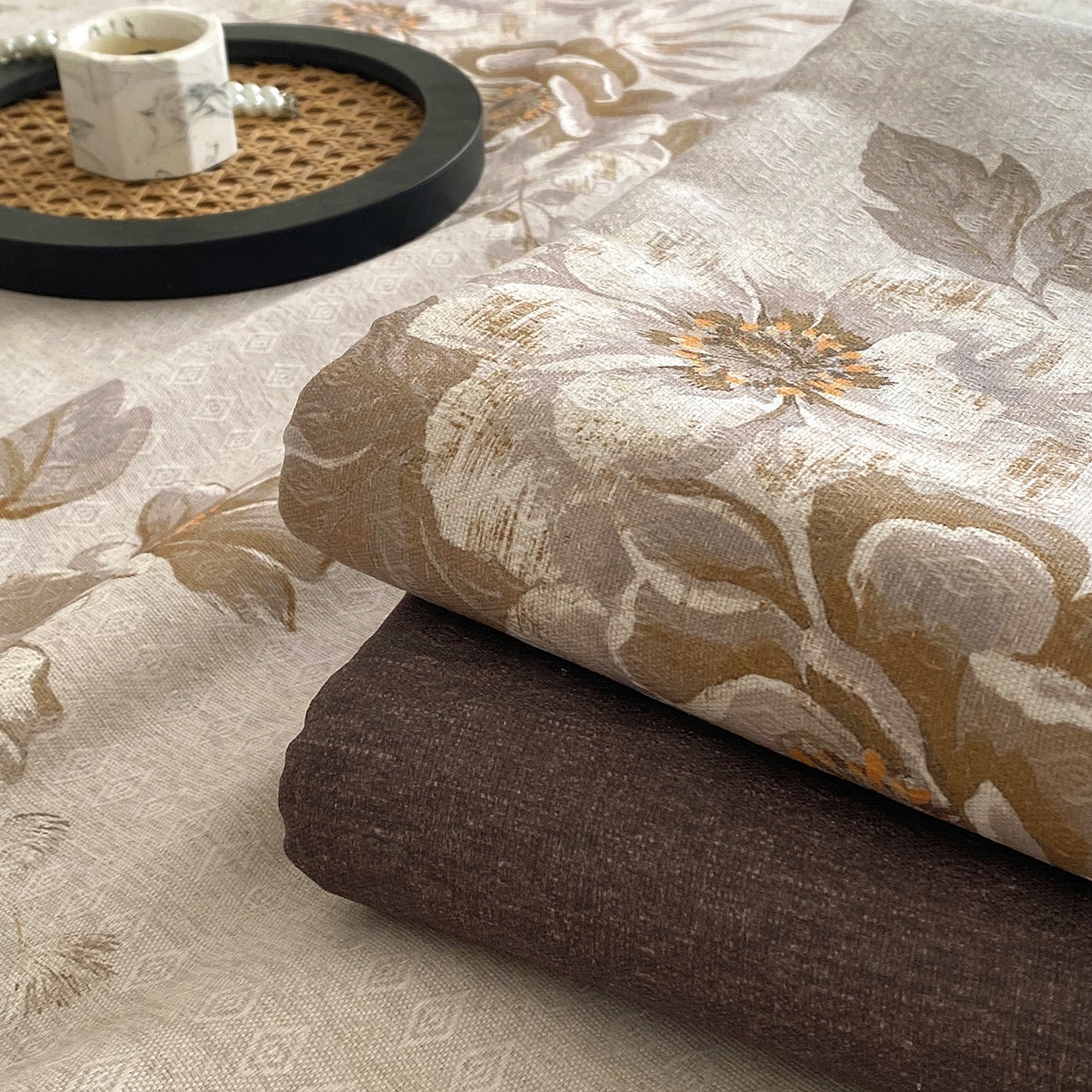 91家纺网 家纺一手货源 找家纺 首爱家纺 2026新款亚麻老粗布印花床单 晚棠