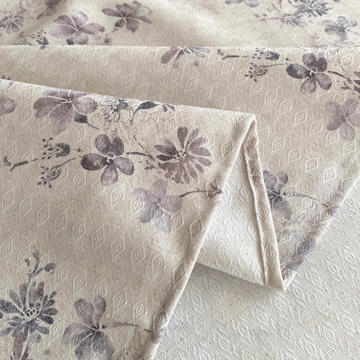 91家纺网 家纺一手货源 找家纺 首爱家纺 2026新款亚麻老粗布印花床单 云舒