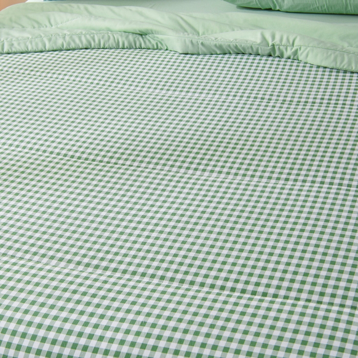 91家纺网 家纺一手货源 找家纺 绒宴家纺 2026新款水洗棉新疆棉花夏被格子款夏凉被空调被 绿小格