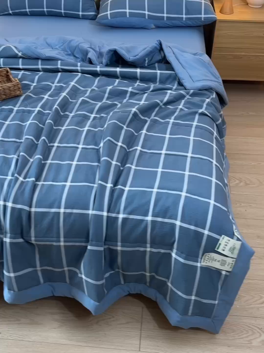 91家纺网 家纺一手货源 找家纺 绒宴家纺 2026新款水洗棉新疆棉花夏被格子款夏凉被空调被 布丁大格