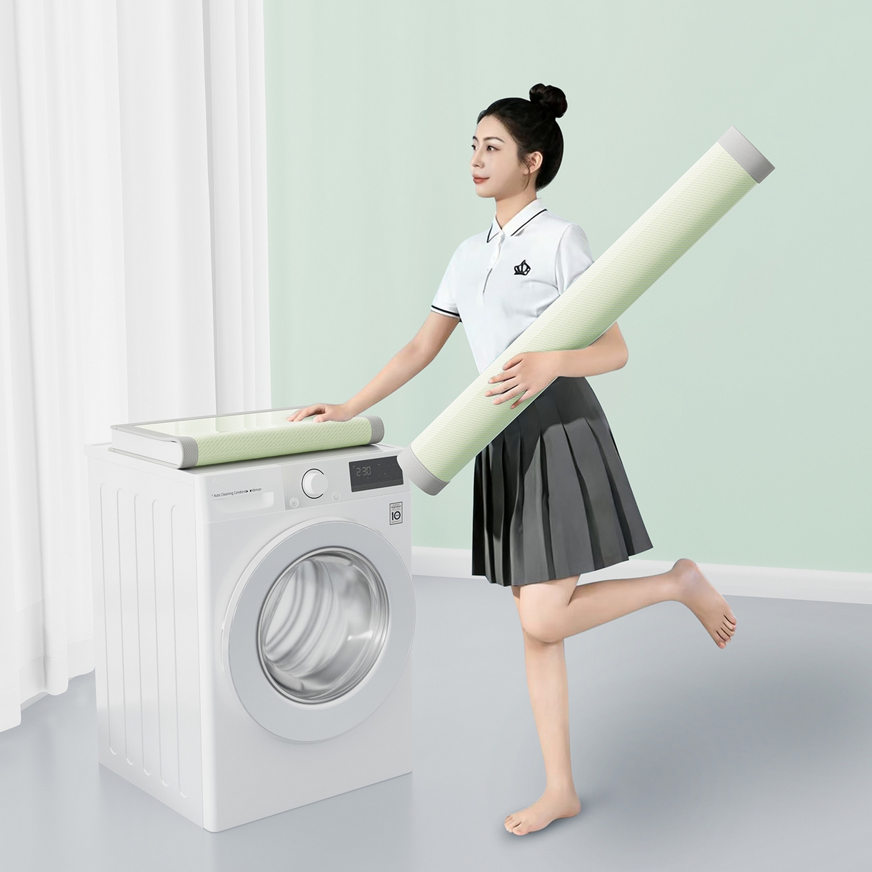 91家纺网 家纺一手货源 找家纺 奇丝雅 2026新款夏季A类艾草碳光凉席三明治冰丝凉席家用冰丝席可机洗学生宿舍上下铺空调软席三件套-学生床 艾草-绿（三明治网底）