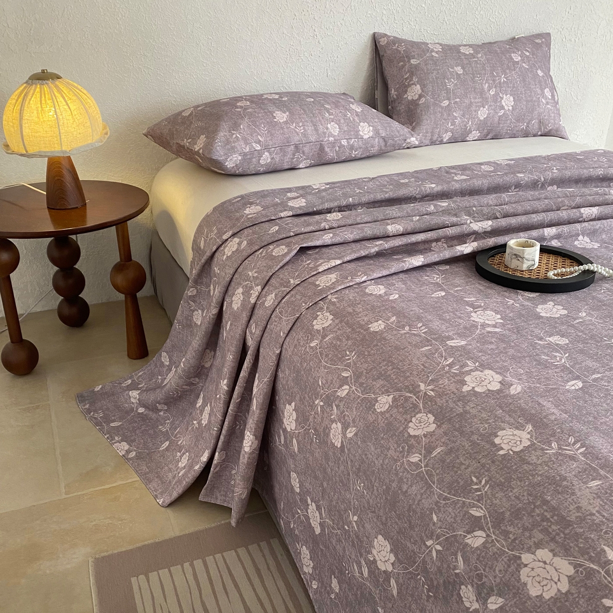 91家纺网 家纺一手货源 找家纺 棉乐町家居 2026新款亚麻老粗布印花床单 沐瑶