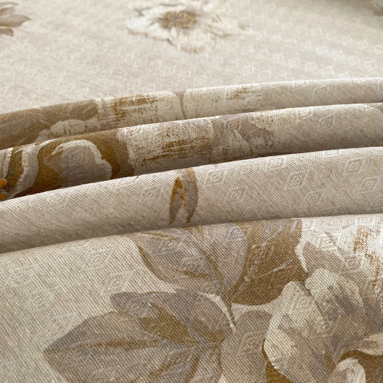 91家纺网 家纺一手货源 找家纺 棉乐町家居 2026新款亚麻老粗布印花床单 晚棠