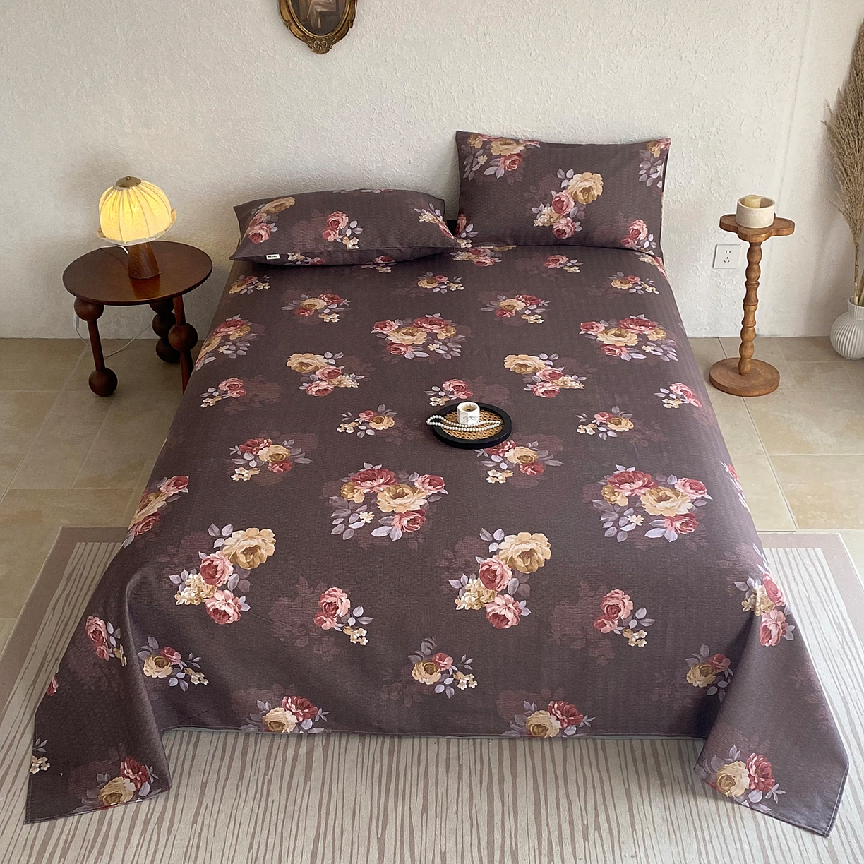 91家纺网 家纺一手货源 找家纺 金泰莱 2026新款亚麻老粗布印花床单 丁兰