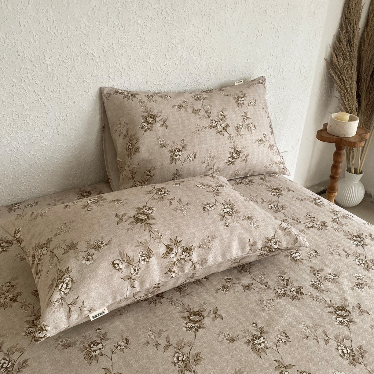 91家纺网 家纺一手货源 找家纺 金泰莱 2026新款亚麻老粗布印花床单 岚溪