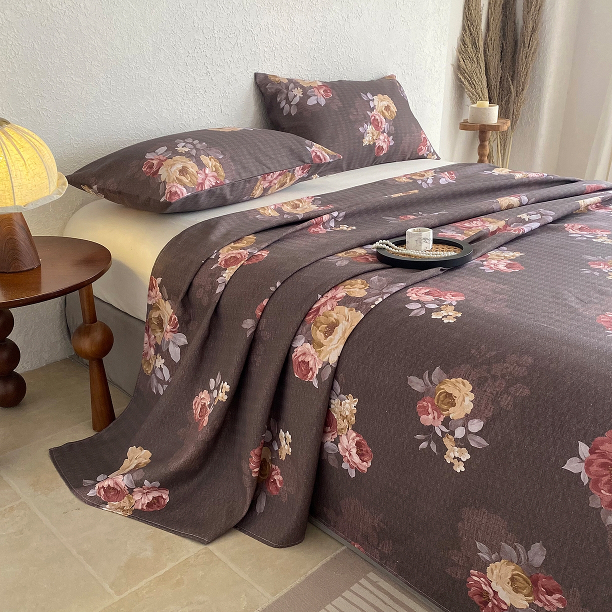 91家纺网 家纺一手货源 找家纺 金泰莱 2026新款亚麻老粗布印花床单 丁兰