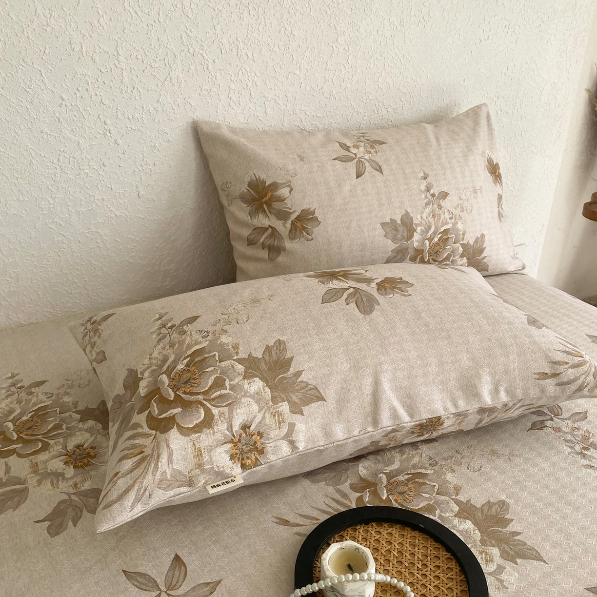 91家纺网 家纺一手货源 找家纺 金泰莱 2026新款亚麻老粗布印花床单 晚棠