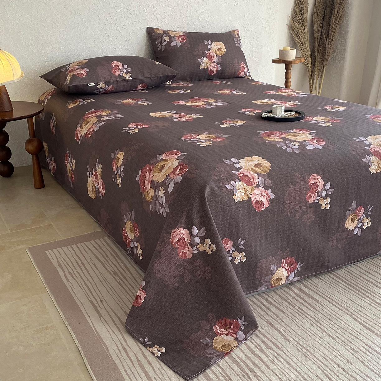 91家纺网 家纺一手货源 找家纺 金泰莱 2026新款亚麻老粗布印花床单 丁兰