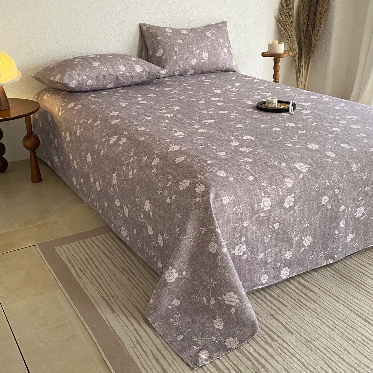 91家纺网 家纺一手货源 找家纺 金泰莱 2026新款亚麻老粗布印花床单 沐瑶