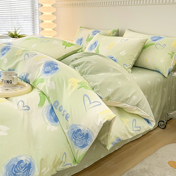 91家纺网 家纺一手货源 找家纺 （总）宇彬家纺 2026直播新款13372A类全棉纯棉印花床单床笠款四件套和单被套喷气清新简约