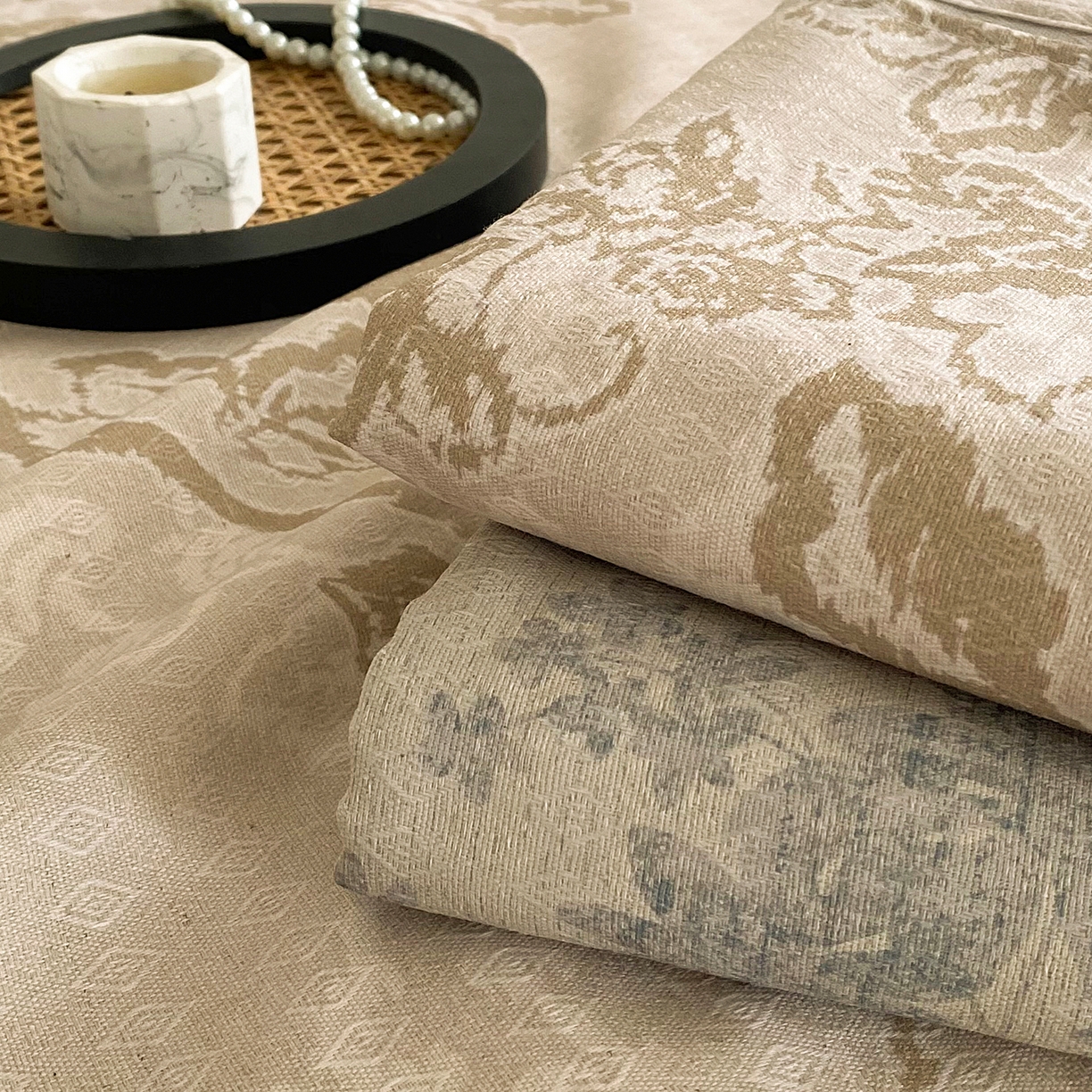 91家纺网 家纺一手货源 找家纺 金泰莱 2026新款亚麻老粗布印花床单 素然