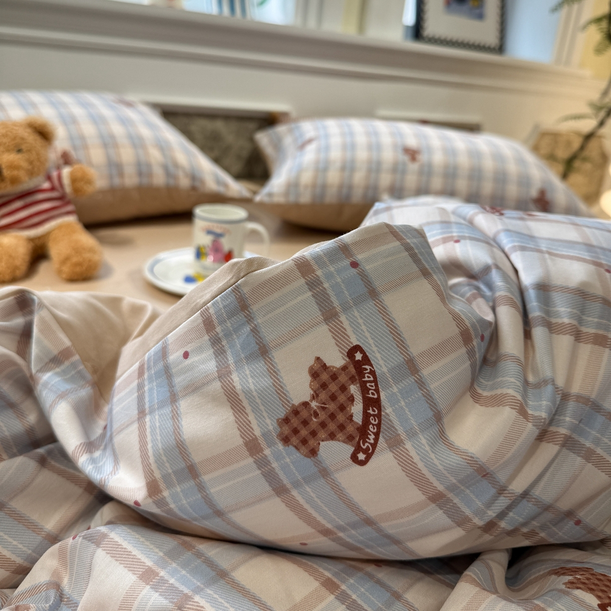 91家纺网 家纺一手货源 找家纺 呗旺鹿 2026新款全棉纯棉40支13070卡通印花四件套-第二波 蓝调木马