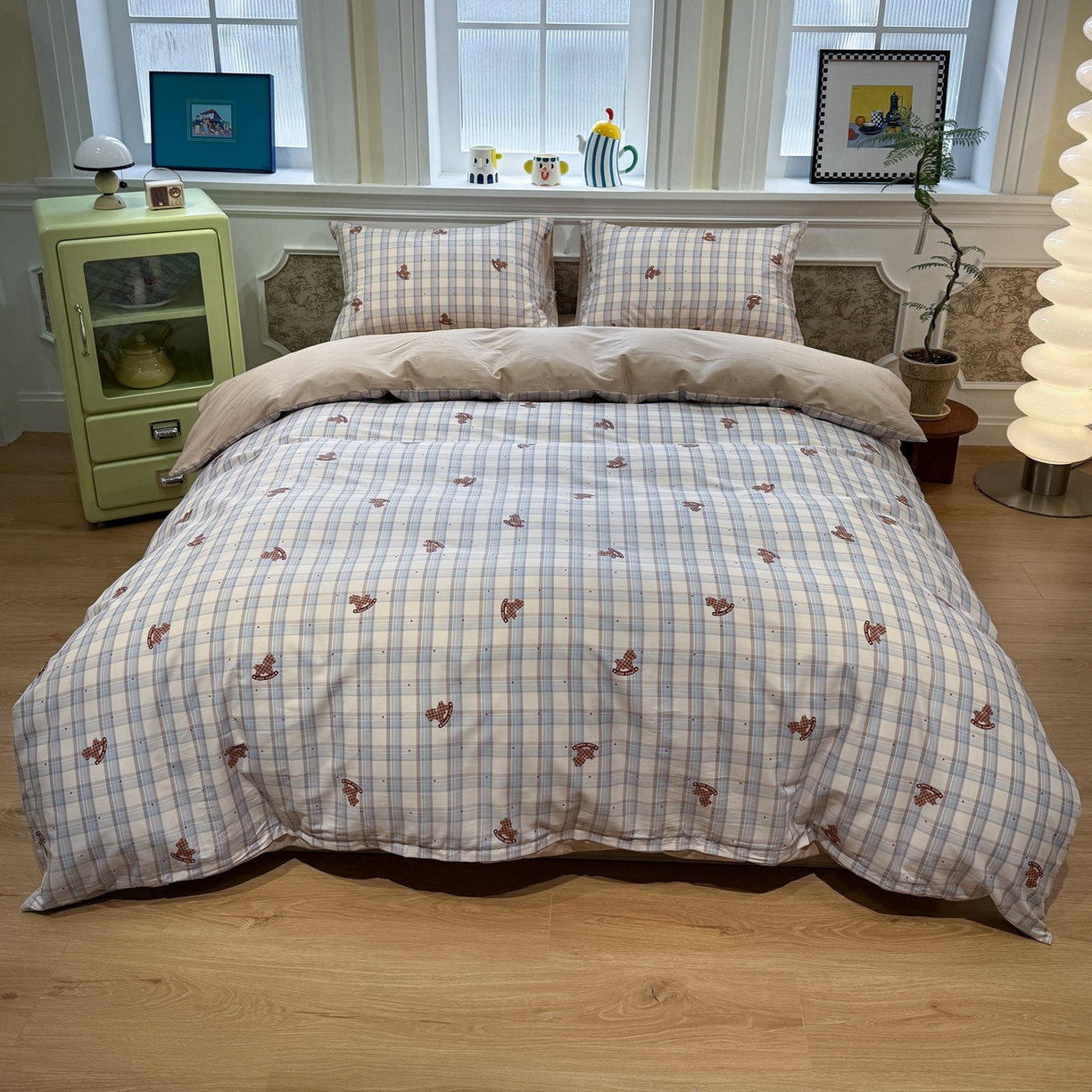 91家纺网 家纺一手货源 找家纺 呗旺鹿 2026新款全棉纯棉40支13070卡通印花四件套-第二波 蓝调木马