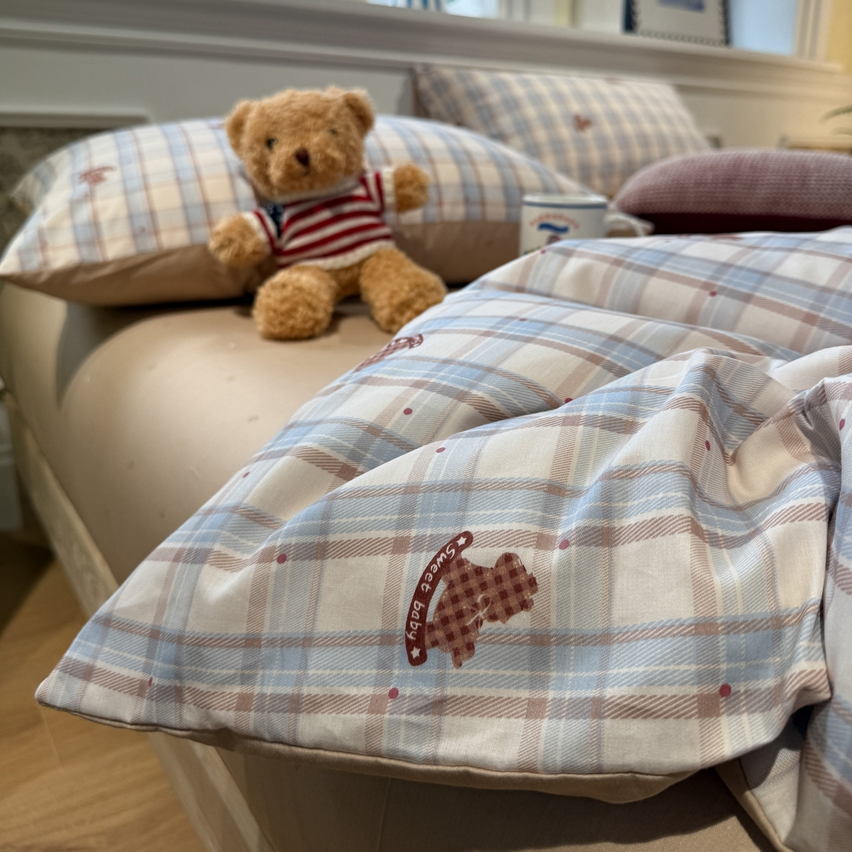 91家纺网 家纺一手货源 找家纺 呗旺鹿 2026新款全棉纯棉40支13070卡通印花四件套-第二波 蓝调木马