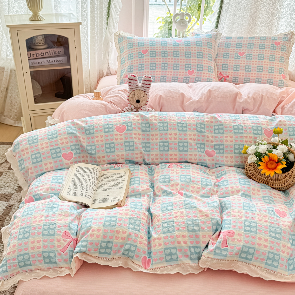 91家纺网 家纺一手货源 找家纺 （总）寻米 2026新款全棉镂空花边云感双层纱四件套