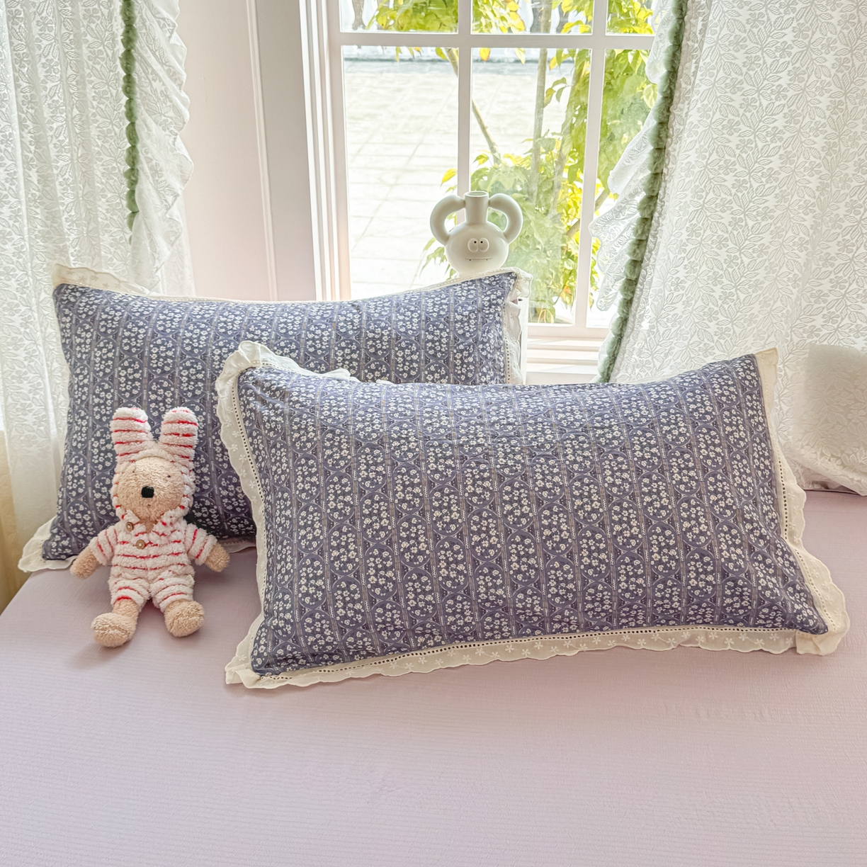 91家纺网 家纺一手货源 找家纺 寻米 2026新款全棉镂空花边云感双层纱四件套 普罗旺斯